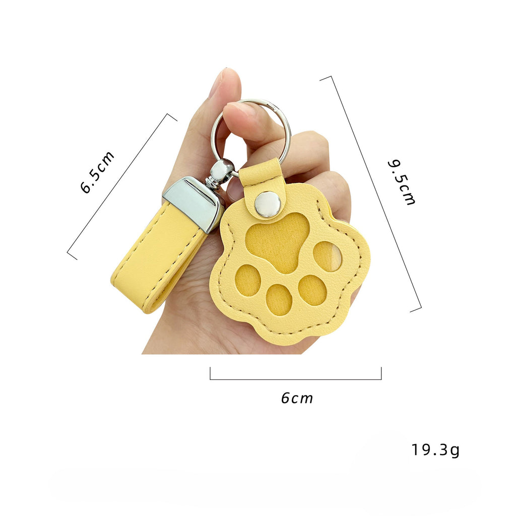 Faux Leather Cat Paw Keychain Charm - Yellow
