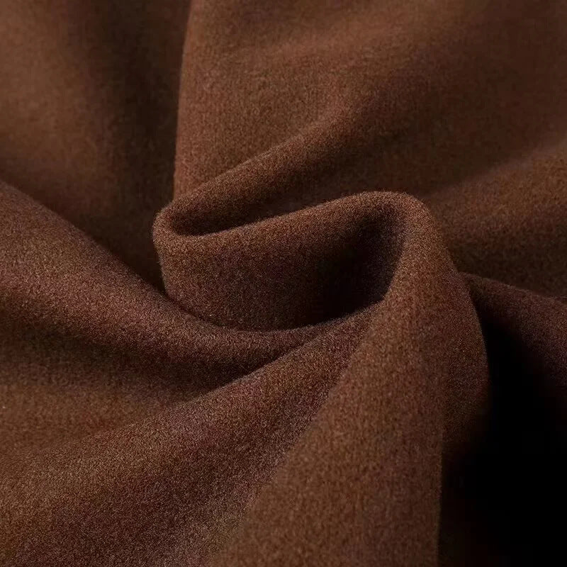 Contrast Piping Stand Collar Wool Jacket - Coffee - 4