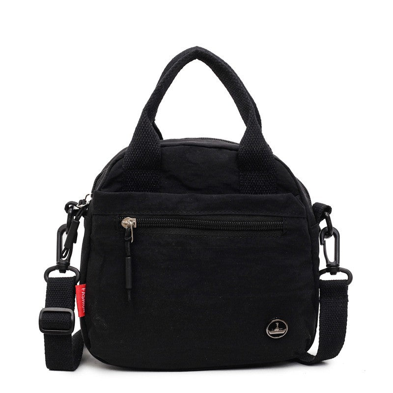 Mini Nylon Top Handle Crossbody Bag - Black