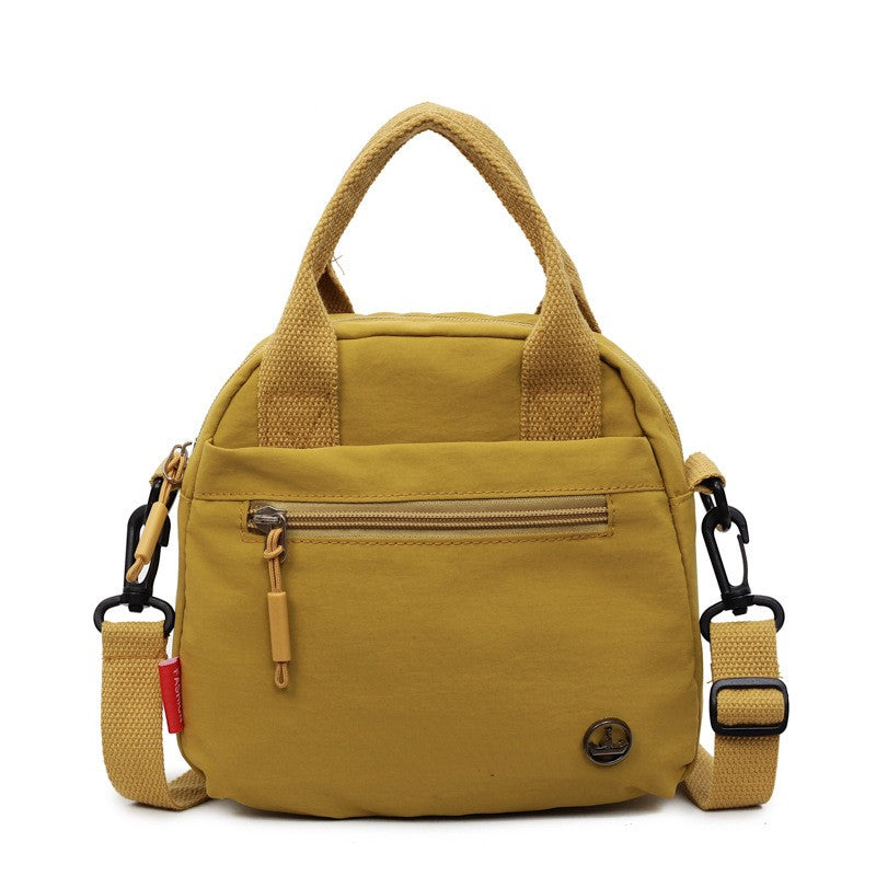 Mini Nylon Top Handle Crossbody Bag - Mustard