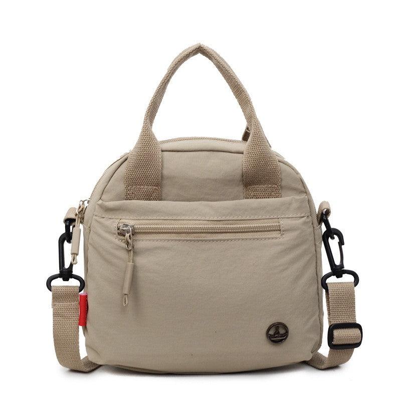 Mini Nylon Top Handle Crossbody Bag - Stone