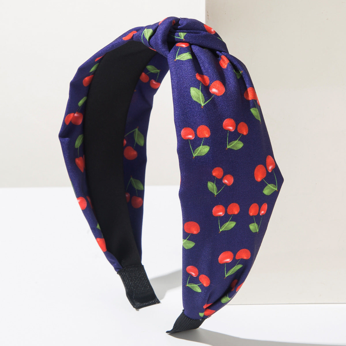 Retro Cherry Fruit Print Twist Headband - Purple