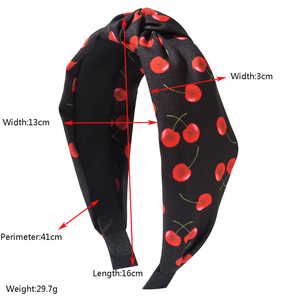 Retro Cherry Fruit Print Twist Headband