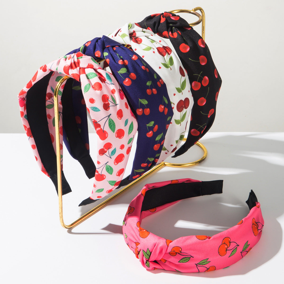 Retro Cherry Fruit Print Twist Headband - view 1