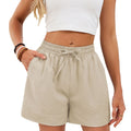 High Waist Pocket Shorts With Curved Hem - Apricot