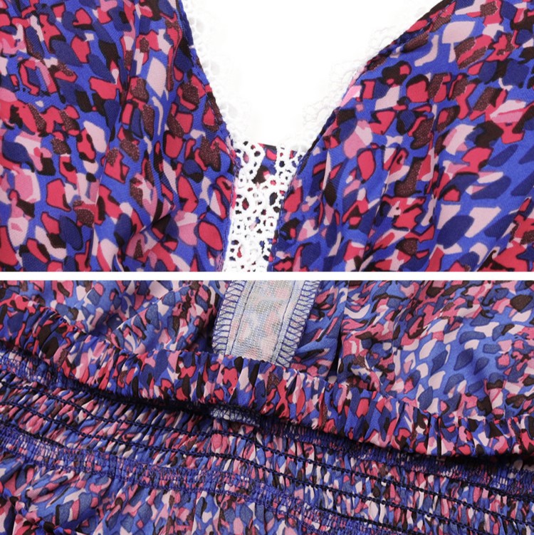 Ditsy Print Halter Slit Maxi Sundress - Purple - 6