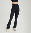 Criss Cross Cutout Back High Waist Flare Yoga Leggings - Black