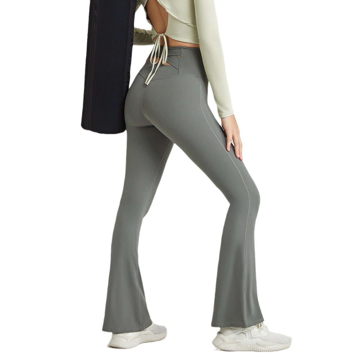 Criss Cross Cutout Back High Waist Flare Yoga Leggings