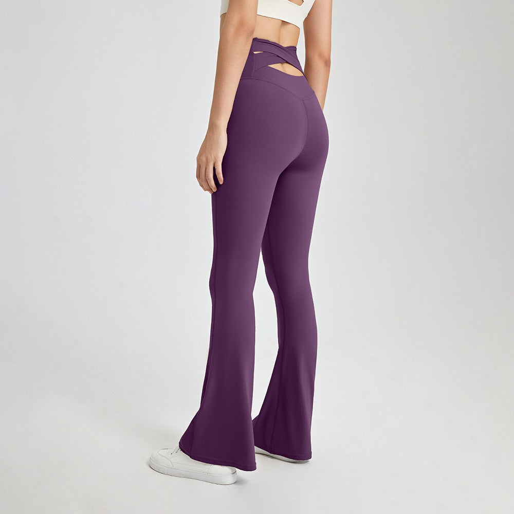 Criss Cross Cutout Back High Waist Flare Yoga Leggings