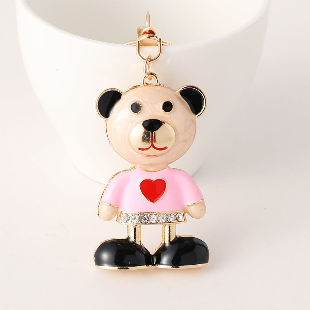 Heart Sweater Bear Bag Charm Keychain - Pink