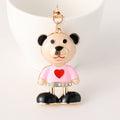 Heart Sweater Bear Bag Charm Keychain - Pink