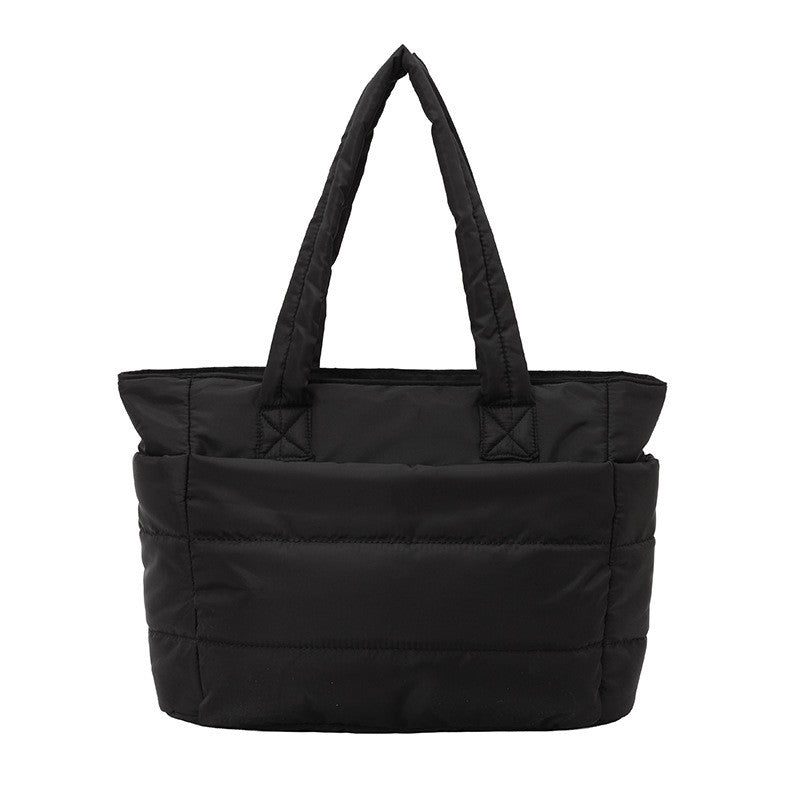Quilted Puffer Tote Bag with Side Pockets