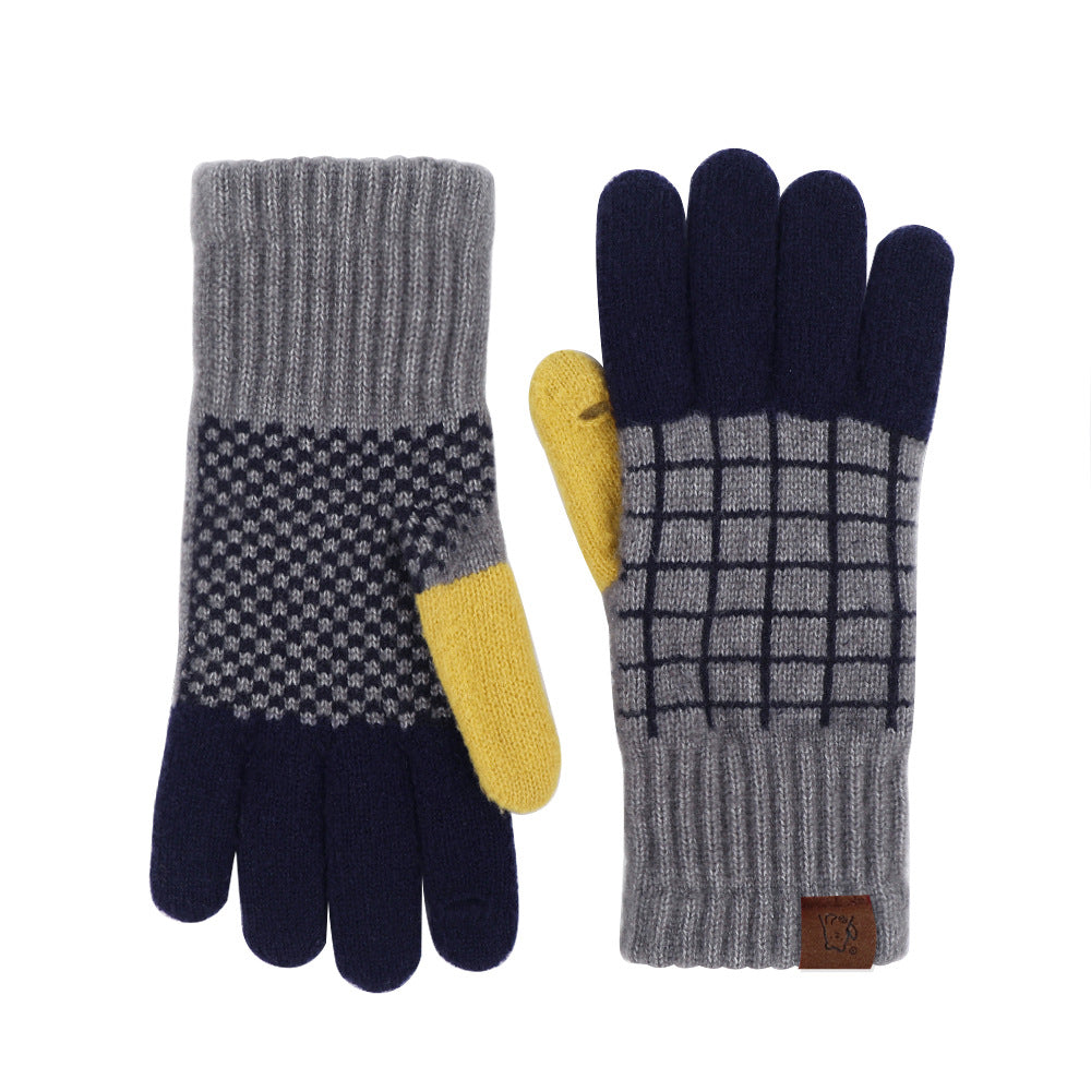 Fair Isle Jacquard Colorblock Knit Gloves - Grey