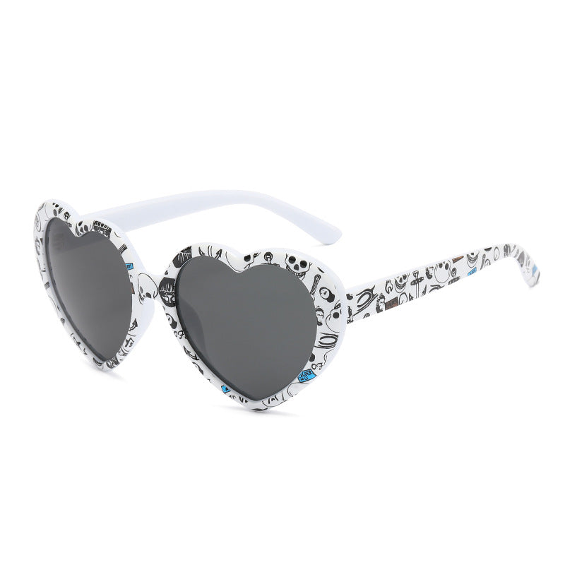 Retro Heart Shape Frame Sunglasses - C33