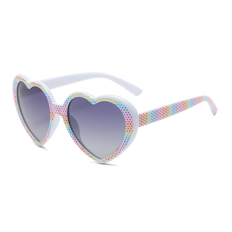 Retro Heart Shape Frame Sunglasses - C38