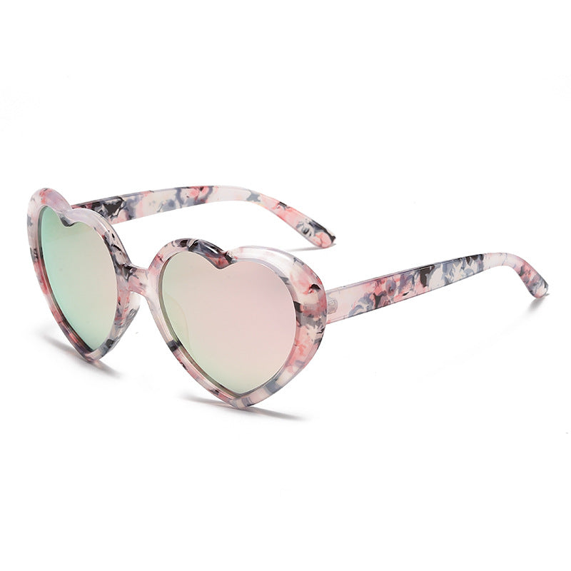 Retro Heart Shape Frame Sunglasses - C4
