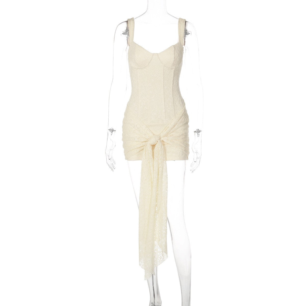 Lace Corset Tie Front Bodycon Mini Dress