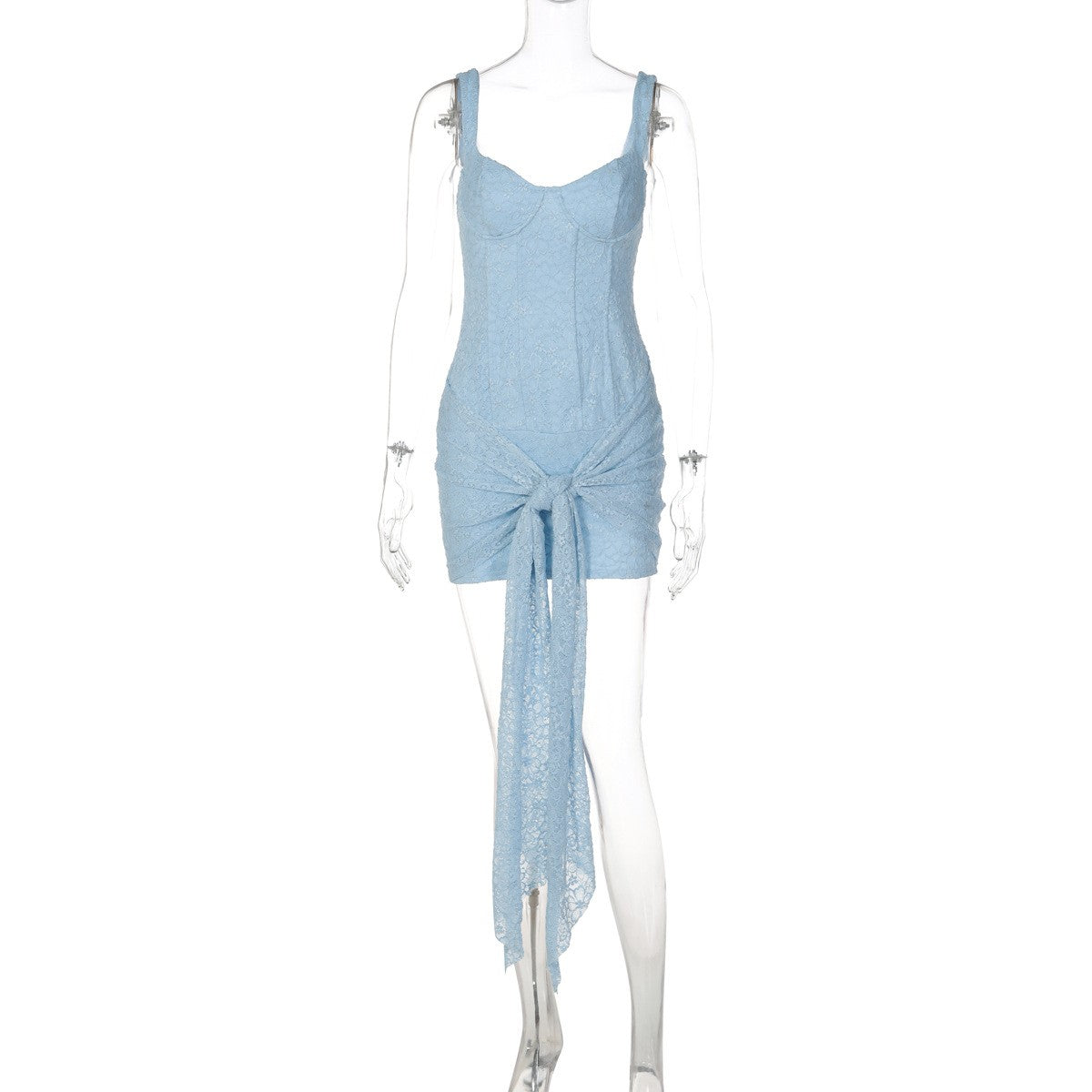 Lace Corset Tie Front Bodycon Mini Dress