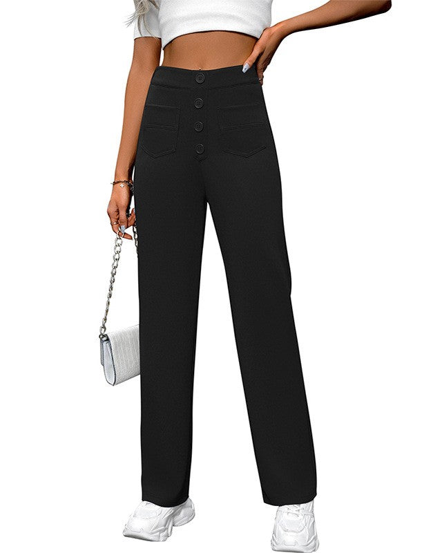 Extra High Rise Straight Leg Trousers - Black