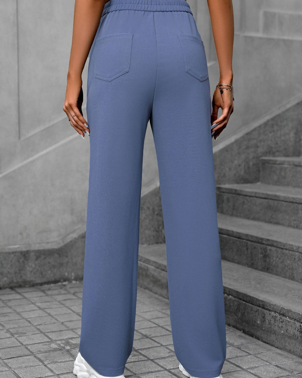 Extra High Rise Straight Leg Trousers - Blue - 2