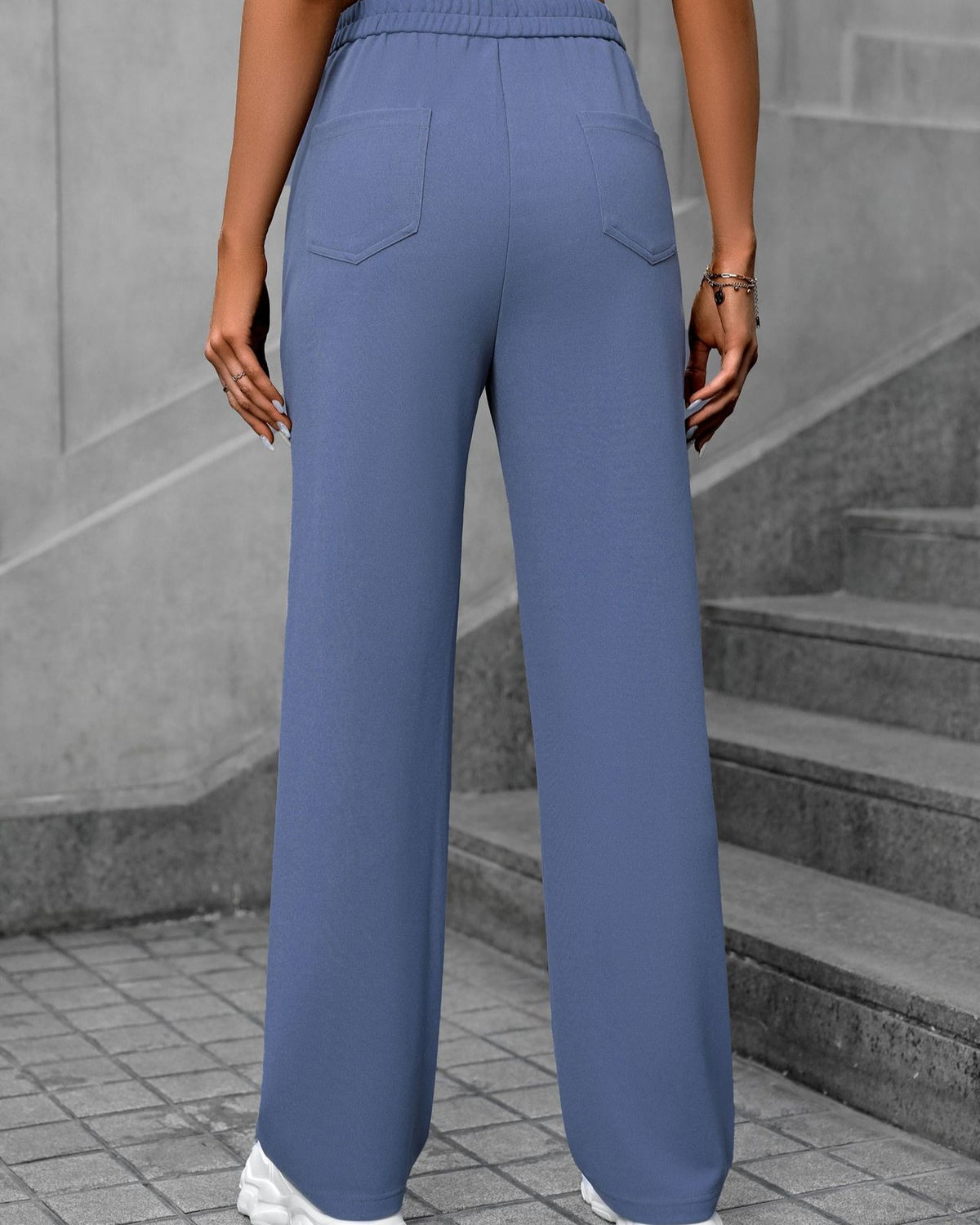 Extra High Rise Straight Leg Trousers - Blue - 2