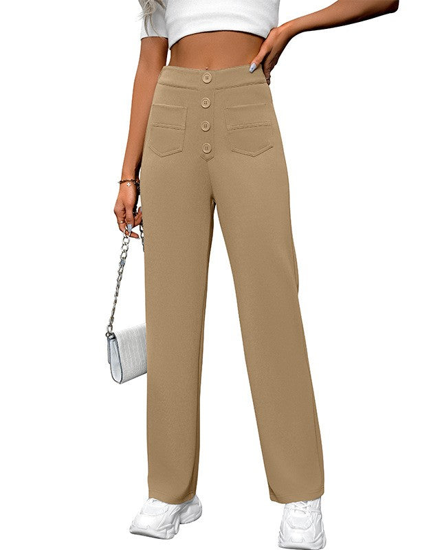 Extra High Rise Straight Leg Trousers - Camel