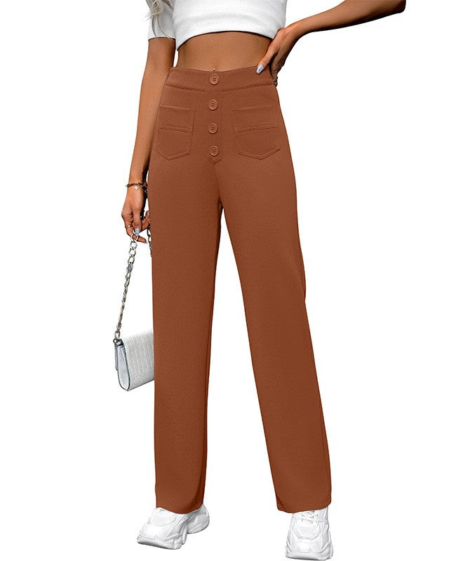 Extra High Rise Straight Leg Trousers - Caramel