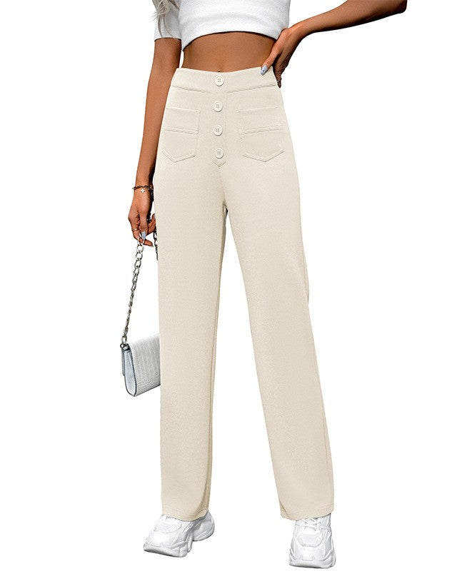 Extra High Rise Straight Leg Trousers - Off-White
