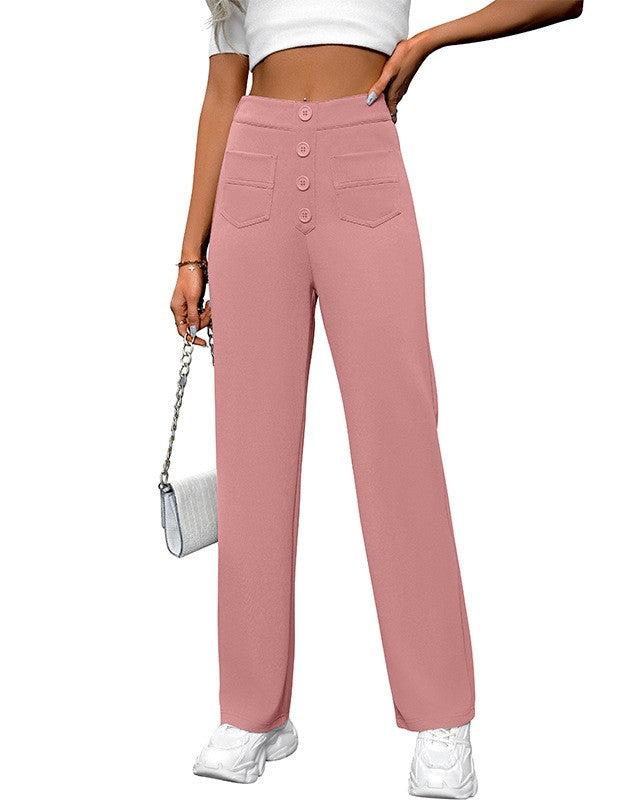 Extra High Rise Straight Leg Trousers - Pink