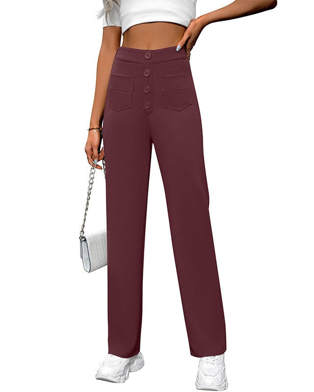 Extra High Rise Straight Leg Trousers - TaroPurple