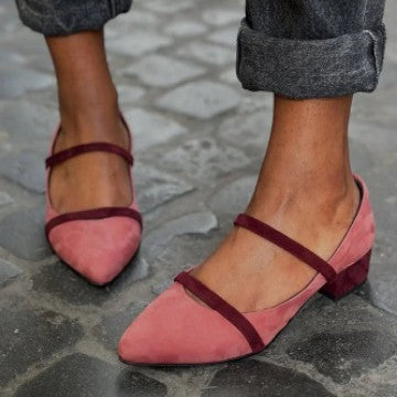Pointed Toe Colorblock Mary Jane Flats