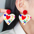 Confetti Heart Acrylic Stud Earrings - Color_1