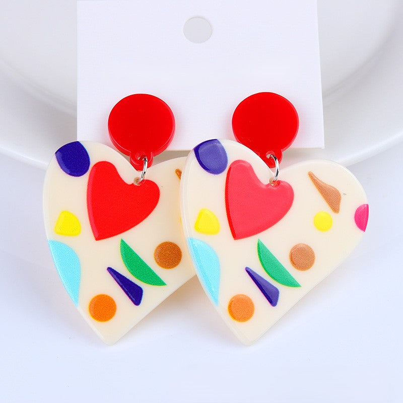 Confetti Heart Acrylic Stud Earrings - Color_1 - 1