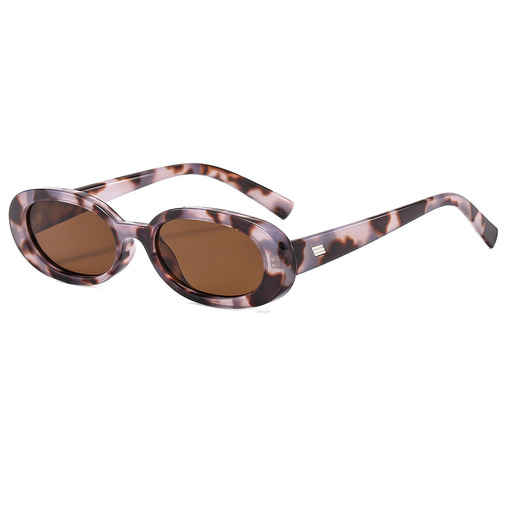 Slim Retro Oval Frame Sunglasses - Pamber