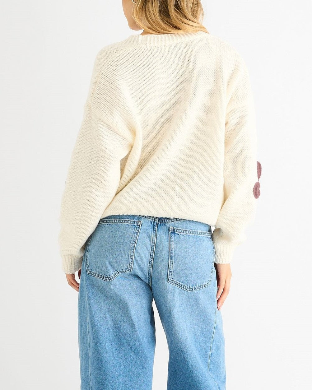 Crochet Bloom Applique Chunky Knit Sweater - view 1