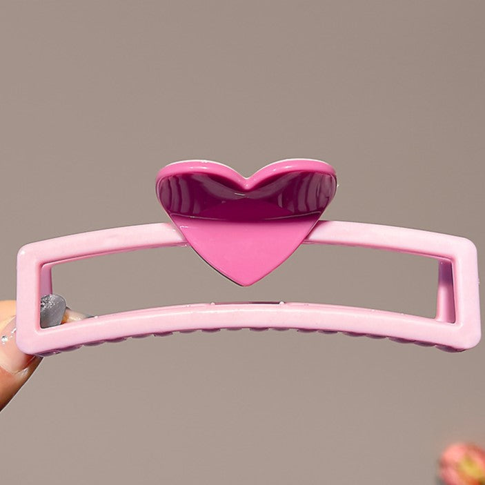 Heart Accent Curved Banana Claw Clip - NO02
