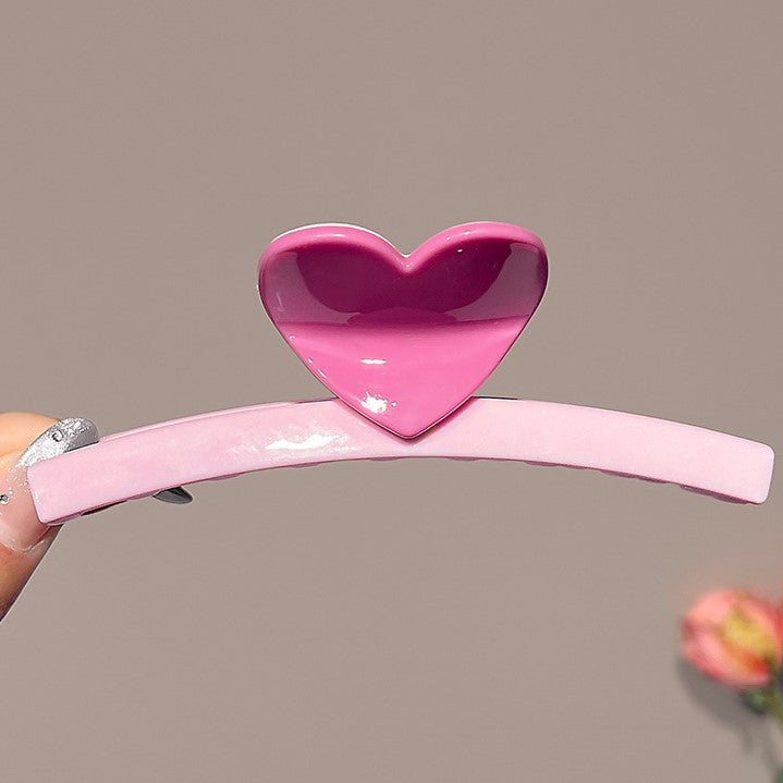 Heart Accent Curved Banana Claw Clip - NO04