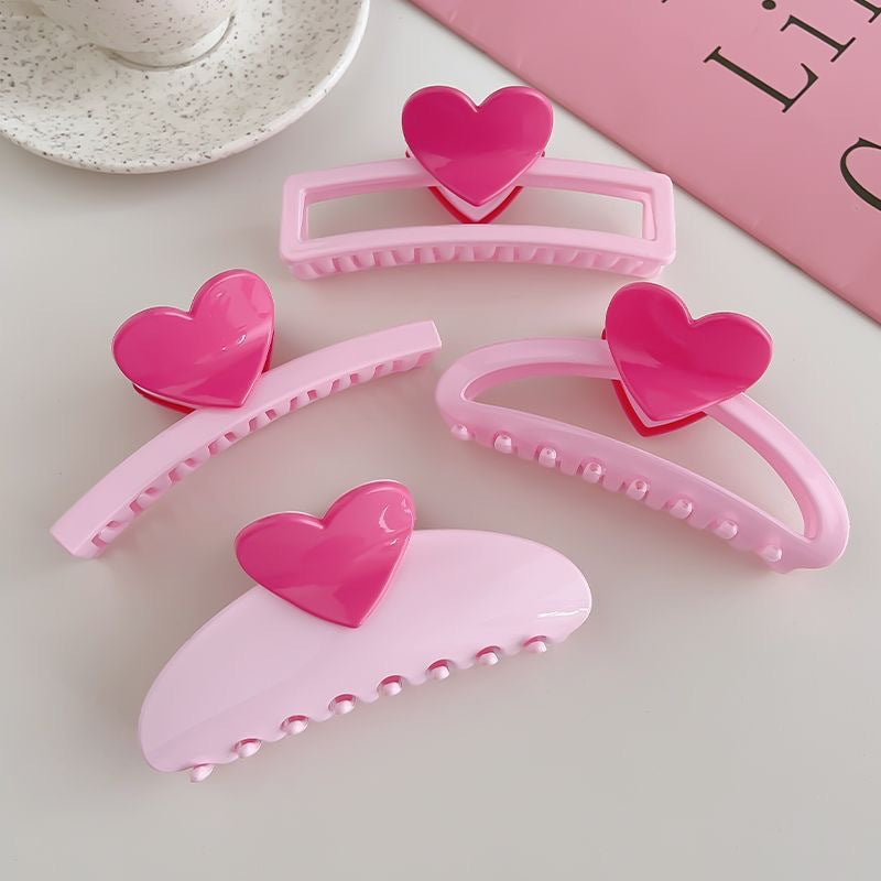 Heart Accent Curved Banana Claw Clip
