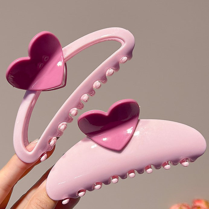 Heart Accent Curved Banana Claw Clip - view 1