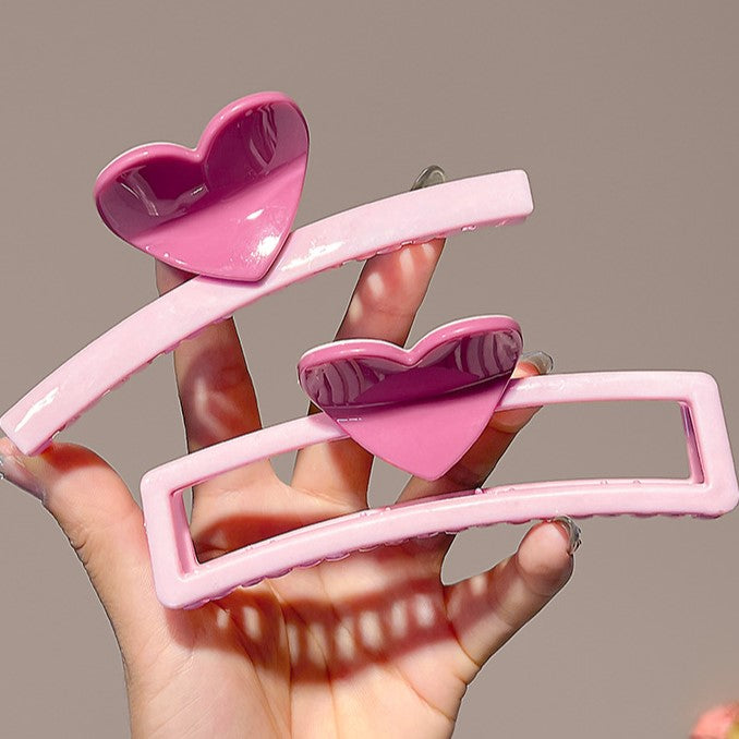 Heart Accent Curved Banana Claw Clip - view 2