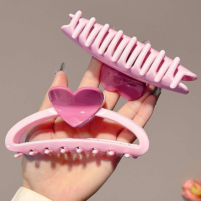 Heart Accent Curved Banana Claw Clip - view 3