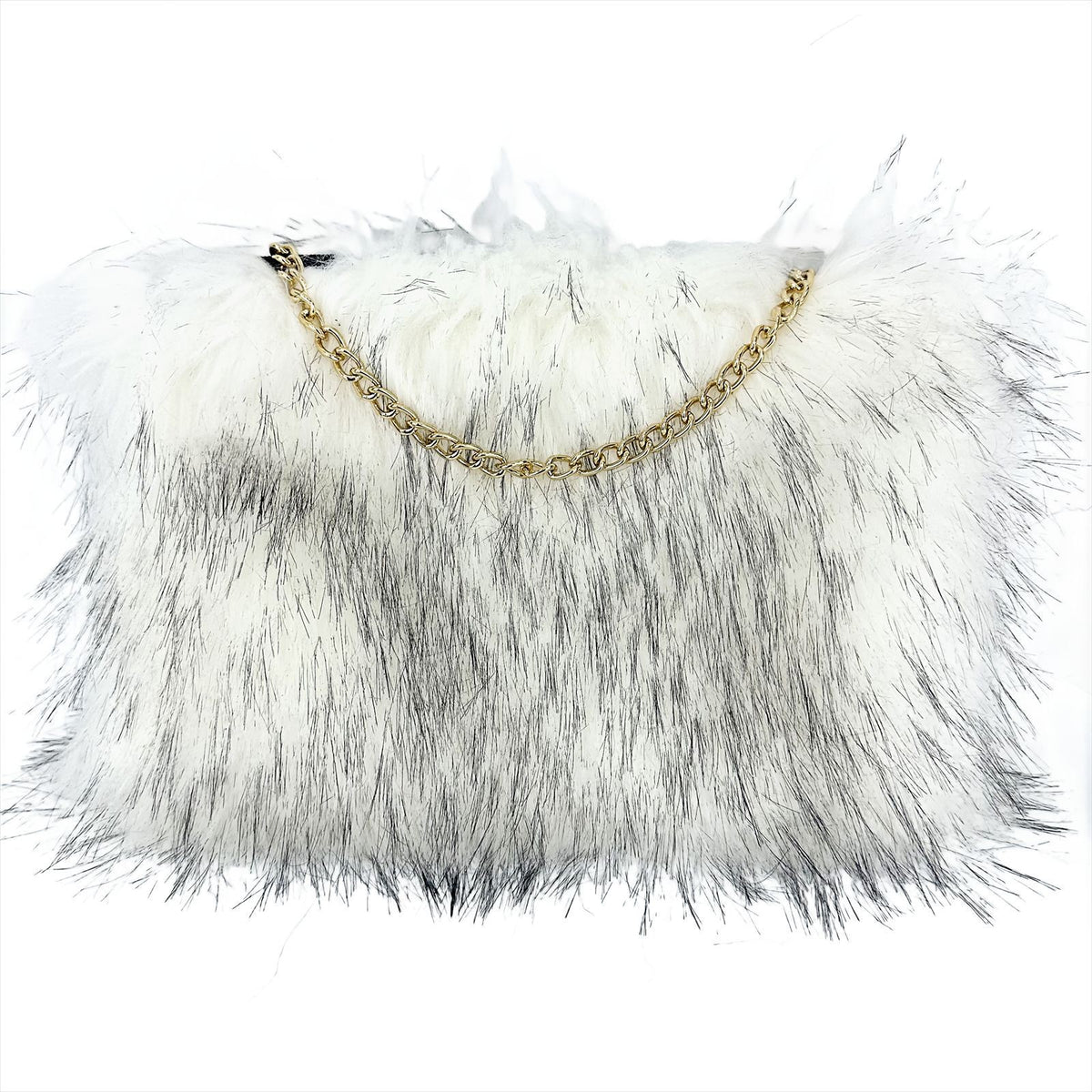 Shaggy Faux Fur Chain Clutch Bag