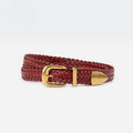Arrow Tip Braided Skinny Belt - Red