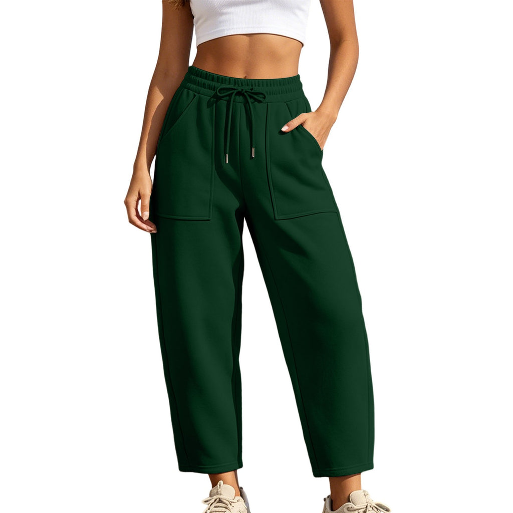Fleece Lined Barrel Leg Athletic Joggers With Pockets