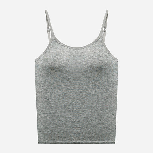 Adjustable Strap Cami With Built-In Bra - Gray