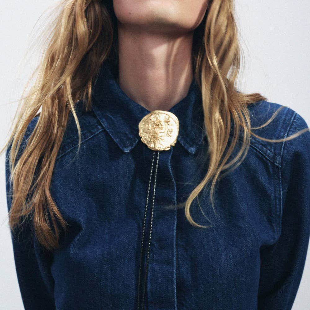 Western Rose Medallion Bolo Necklace