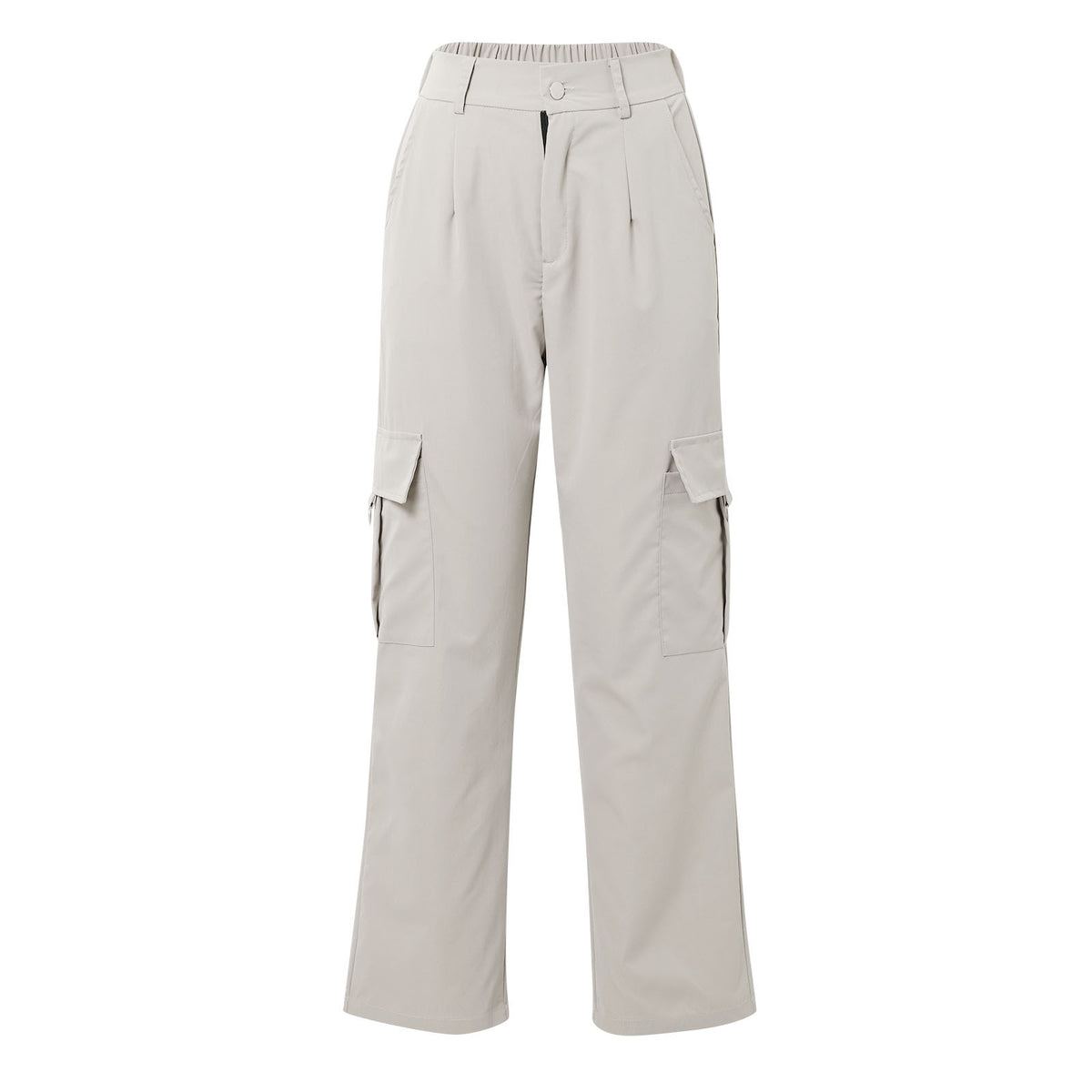 High Waist Flap Pocket Cargo Pants - Apricot