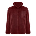 Zip Front Sherpa Teddy Fleece Jacket - Burgundy