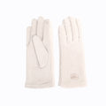 Plush Sherpa Winter Gloves With Suede Palm - Beige