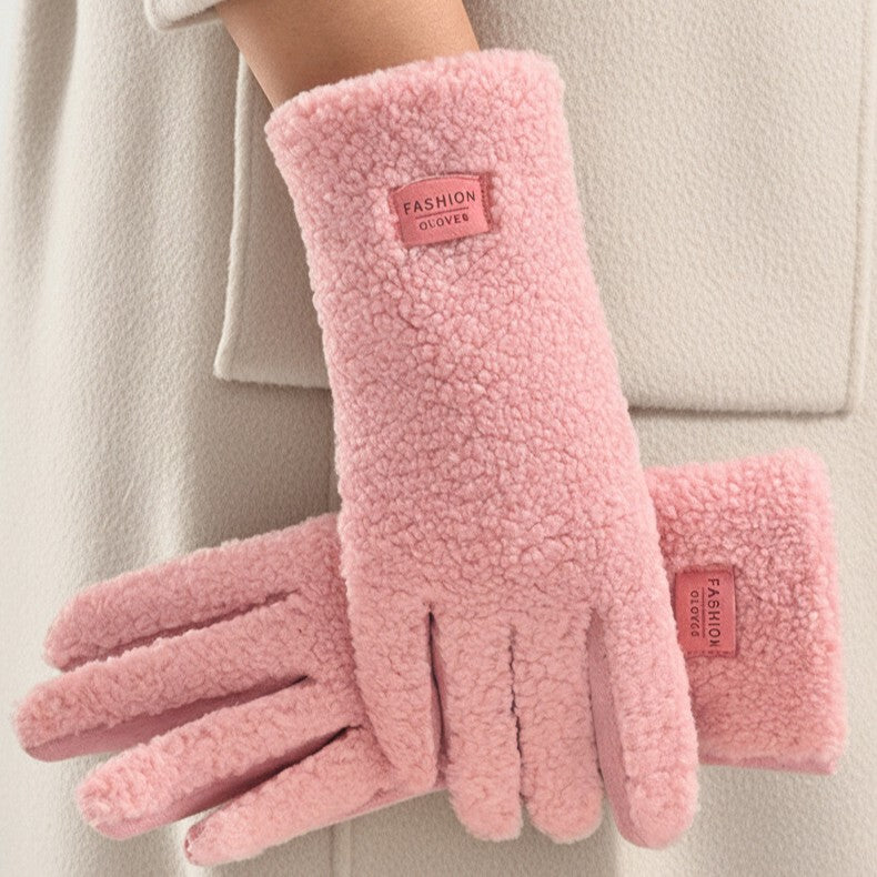 Plush Sherpa Winter Gloves With Suede Palm